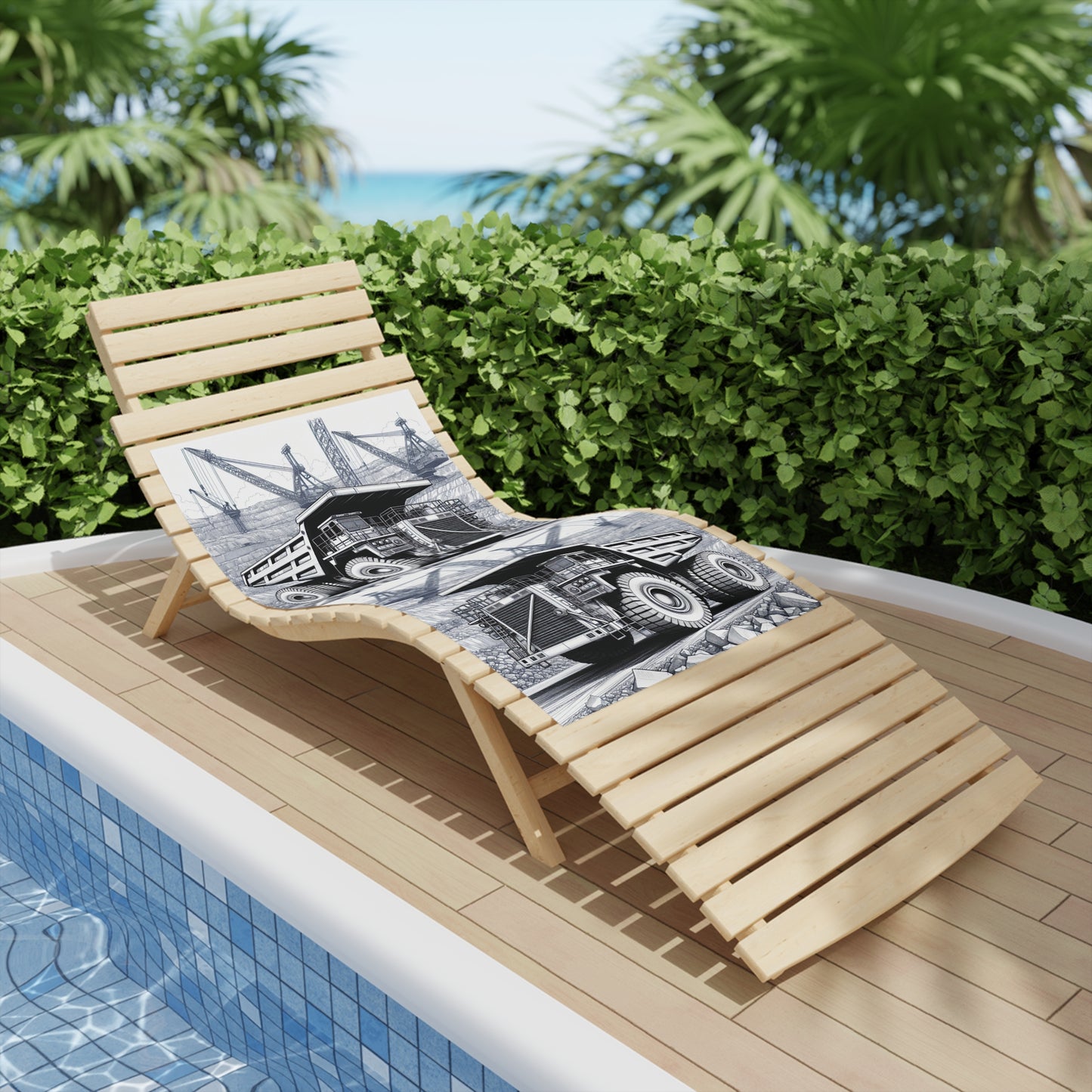 Dump Truck & Dragline Design Beach Towel