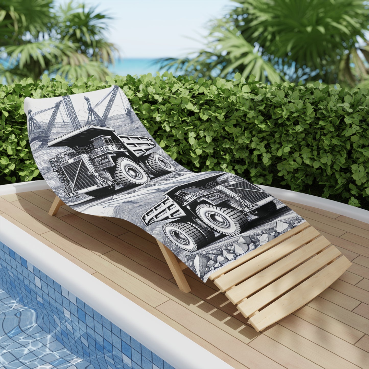 Dump Truck & Dragline Design Beach Towel