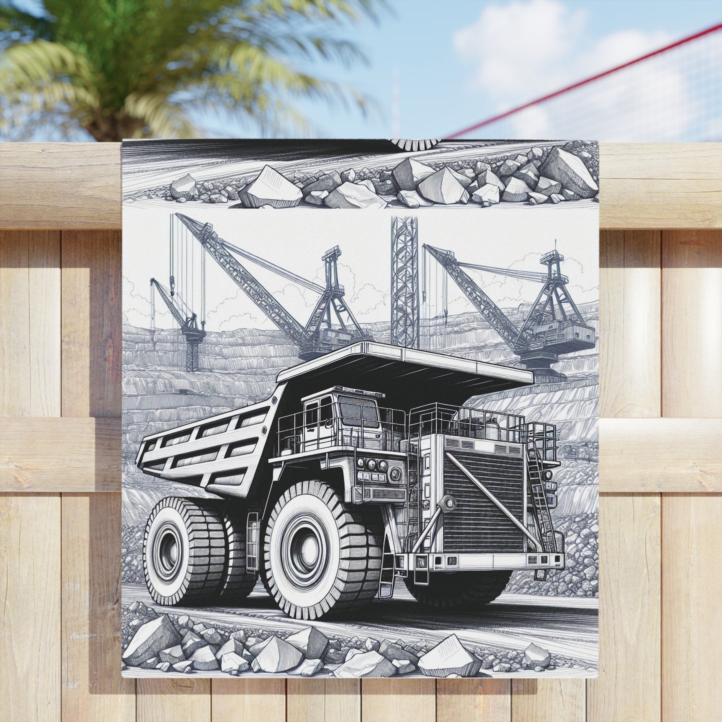 Dump Truck & Dragline Design Beach Towel