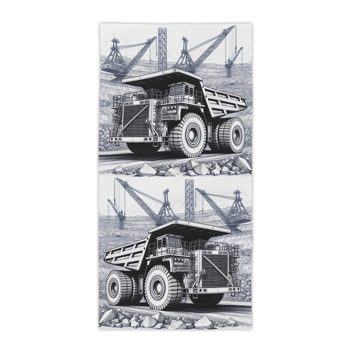 Dump Truck & Dragline Design Beach Towel